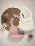 Mamas & Papas 2 pack plain and floral dribble bibs, imported from the UK