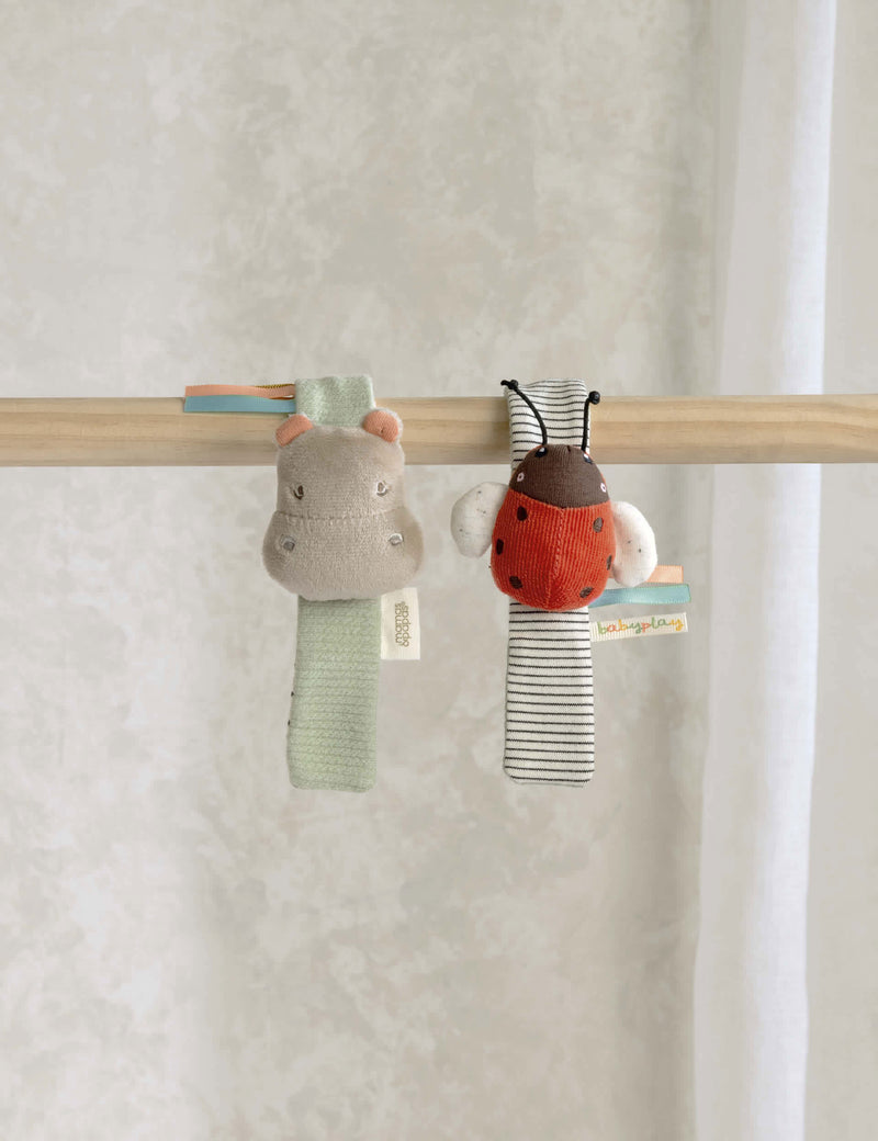 Mamas & Papas wrist rattles hippo and ladybird 2 pack - British product