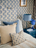 John Lewis velvet frill cushion with reversible cotton stripe back, UK version