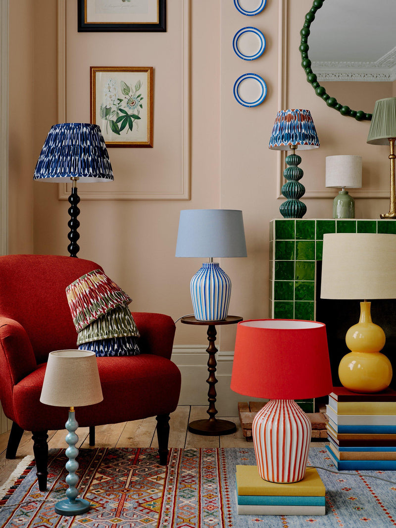 John Lewis Malton green ceramic table lamp with linen shade, UK version