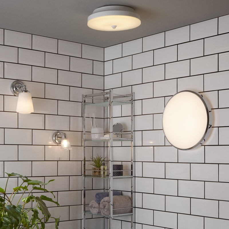 Astro Anton bathroom wall light polished chrome opal glass, UK version