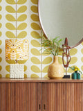 Orla Kiely ceramic table lamp Juniper Stem yellow, UK version