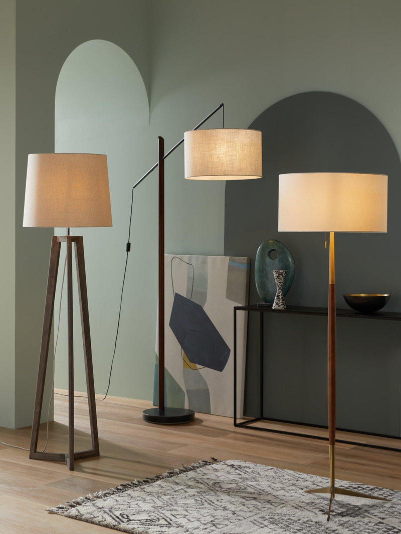 John Lewis Spindle wooden floor lamp with brass accents (British brand)