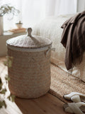 John Lewis circular bamboo laundry basket with lid - British product