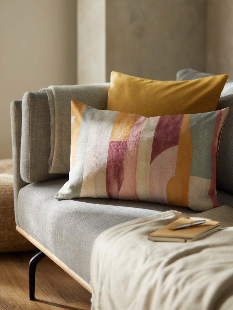 John Lewis linen cushion multi watercolour geometric 40x60cm (British brand)