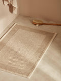 John Lewis Linen Blend Border Bath Mat in Natural, UK version