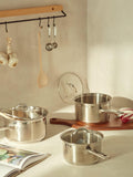 John Lewis stainless steel saucepan set with glass lids, 3 pieces, UK version