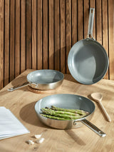 John Lewis John Lewis 5-Ply Thermacore Stainless Steel Non-Stick Frying Pan Silver- Buy online at McGrocer