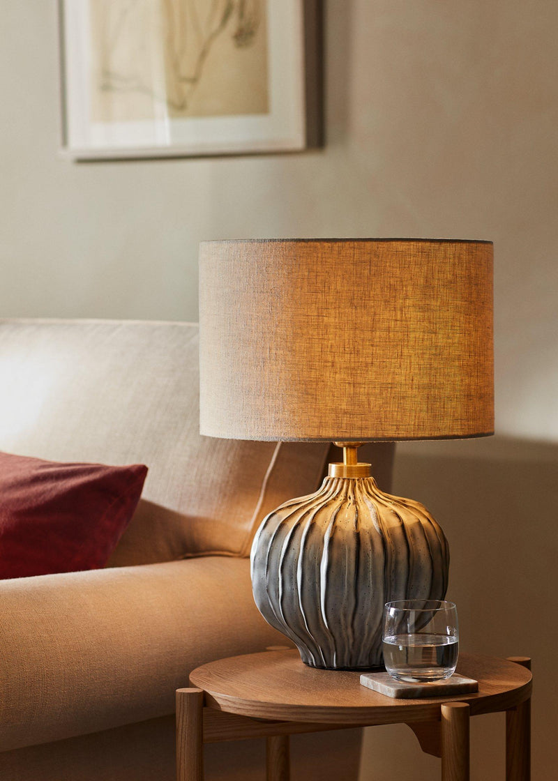 John Lewis Urchin ceramic table lamp with linen shade (British brand)