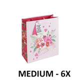 Eurowrap Flowers Valentine`s Day Gift Bag (Pack of 6) (L)