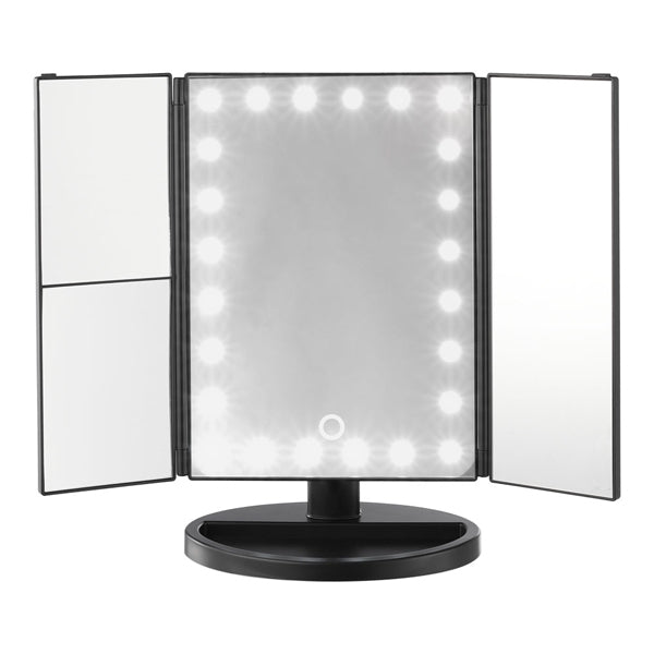 Livingandhome Tri-Fold Makeup Mirror with LED Lights