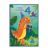 Superdrug Simon Elvin Dinosaur 4th Birthday Card (Pack of 6)- Buy online at McGrocer