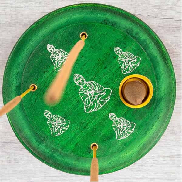 Myga Incense Cone Plate - Buddha Green