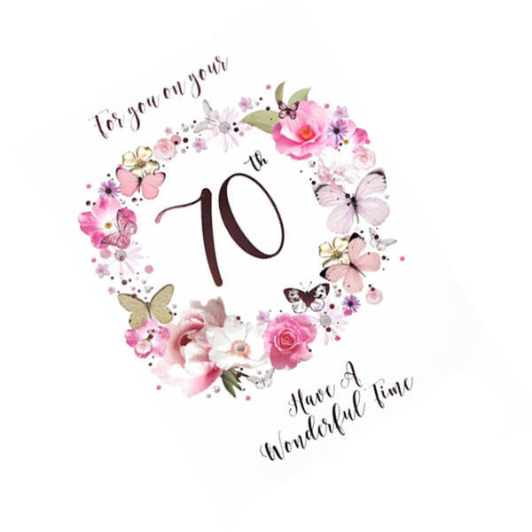Simon Elvin Have A Wonderful Time 70th Card (Pack of 6)
