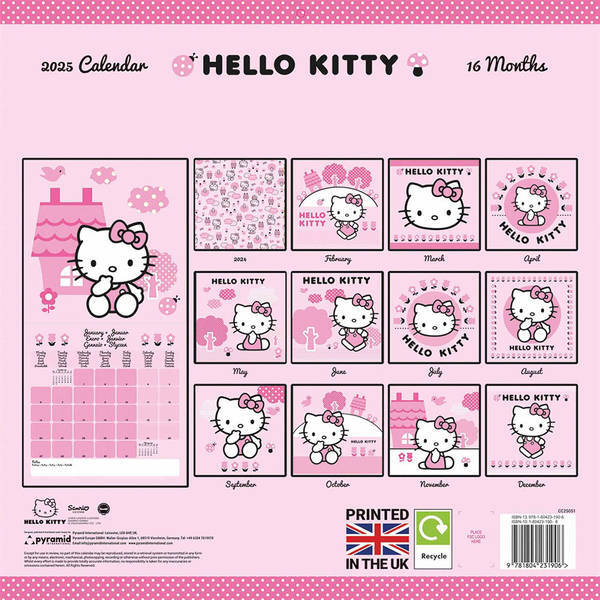 Hello Kitty 2025 Square Wall Calendar