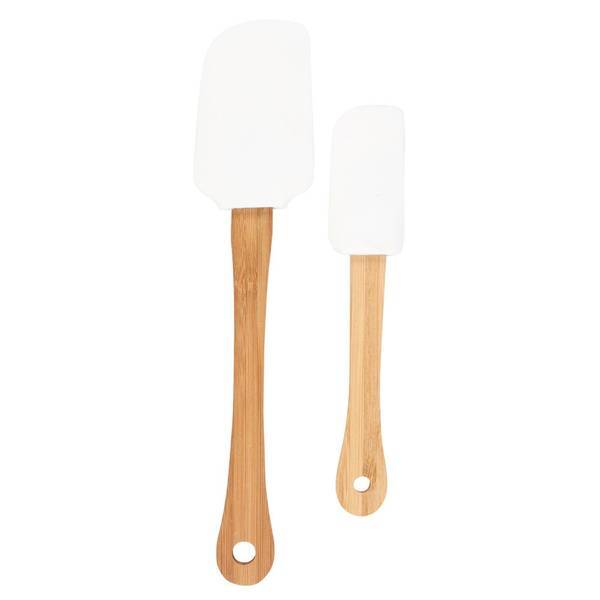 Bamboo Handle Silicone Christmas Spatula with Star Design (Pack of 2)