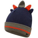 Children's Knitted Beanie and Gloves Set with Dinosaur Design