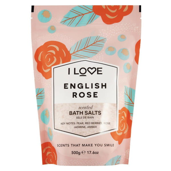 I Love English Rose Scented Bath Salts 500g