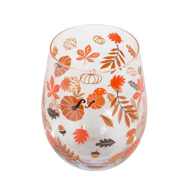 Something Different Autumn Leaves And Pumpkins Wine Glass