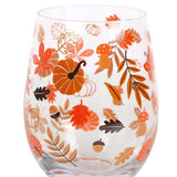 Something Different Autumn Leaves And Pumpkins Wine Glass