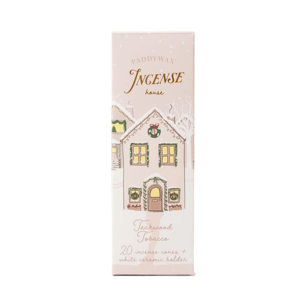 Paddywax Holiday Town Incense Cone Holder & Cones - Teakwood Tobacco