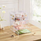 Livingandhome Transparent Makeup Organizer with 6 Drawers