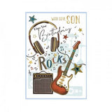 Superdrug Birthday Card for Son Featuring Guitar, Headphones, and Radio Designs, Pack of 6 with Envelopes- Buy online at McGrocer