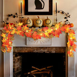 Livingandhome 2m Maple Leaf Garland with Lights