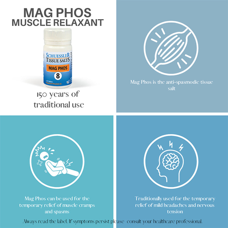 Magnesium Phosphate Homeopathic Tablets for Muscle Cramp and Spasm Relief 125 Tablets
