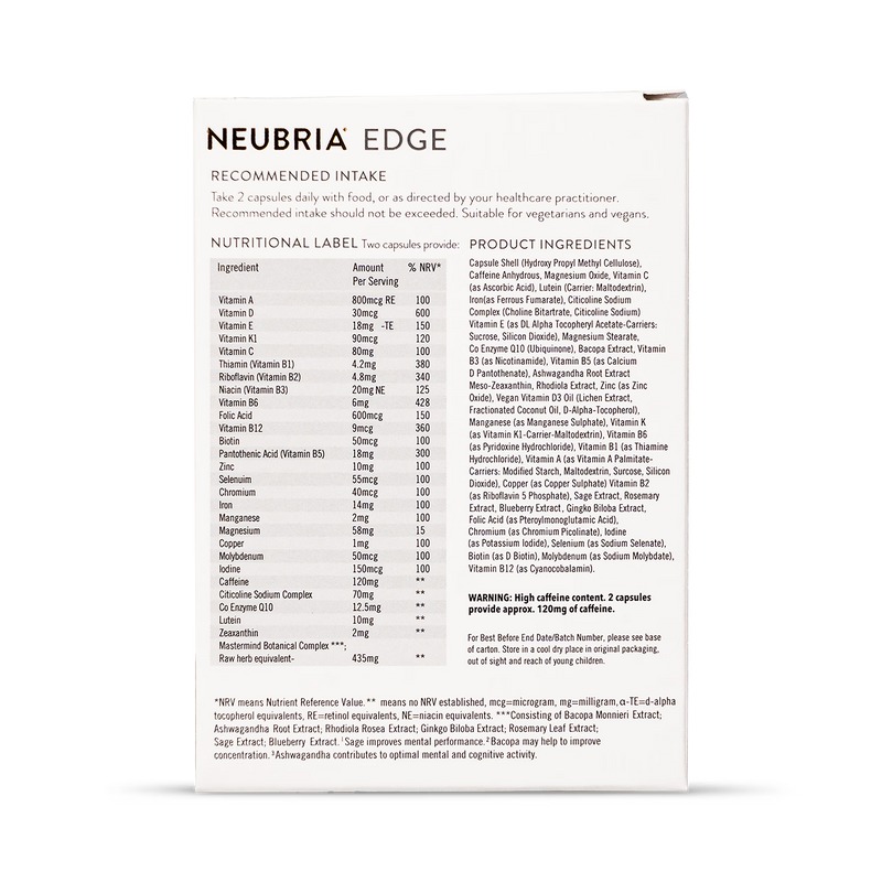 Nootropic Multivitamin for Focus and Mental Performance 60 Vegan Capsules