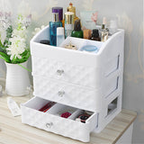 Livingandhome Plastic Makeup Organizer with 3 Drawers White