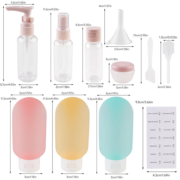 Livingandhome 11 Pcs Refillable Portable Travel Bottle Set