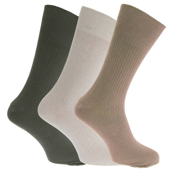 Mens Big Foot Non Elastic Diabetic Socks (3 Pairs)