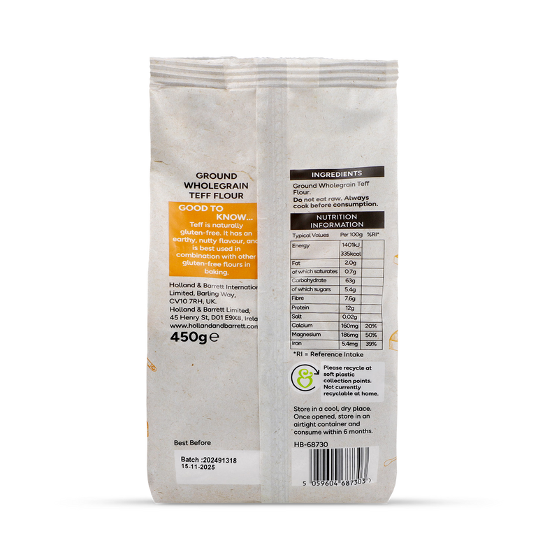 Gluten-Free Brown Teff Flour 450g