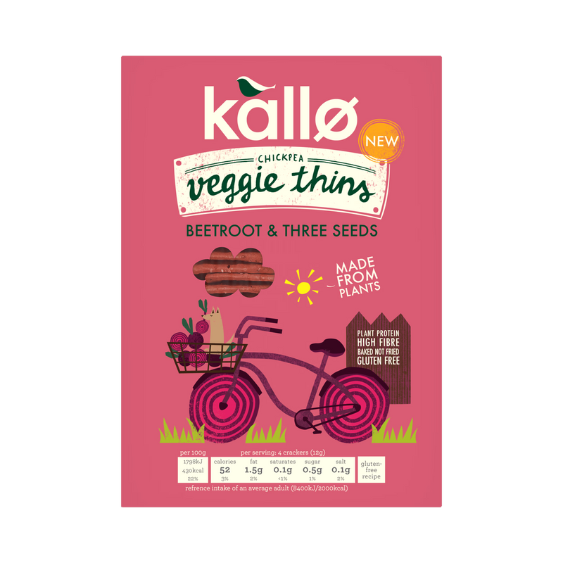 Kallo Beetroot Three Seeds Veggie Thins 100g