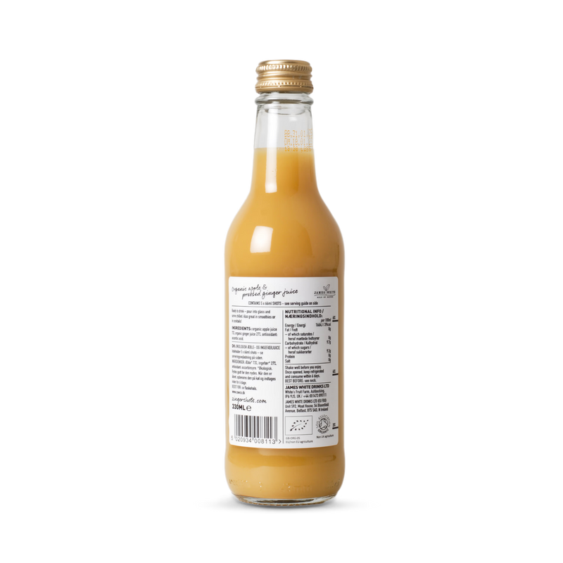 James White Drinks Big Zinger Organic Apple Ginger Juice 330ml 5x Shots