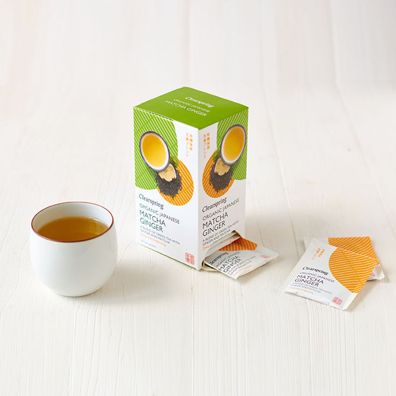 Clearspring Organic Japanese Matcha Ginger Green Tea 20 Tea Bags