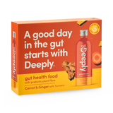 Holland & Barrett Deeply Gut Health Food With Prebiotic Plant Fibre Carrot Ginger With Turmeric Multipack 4 x 455ml- Buy online at McGrocer