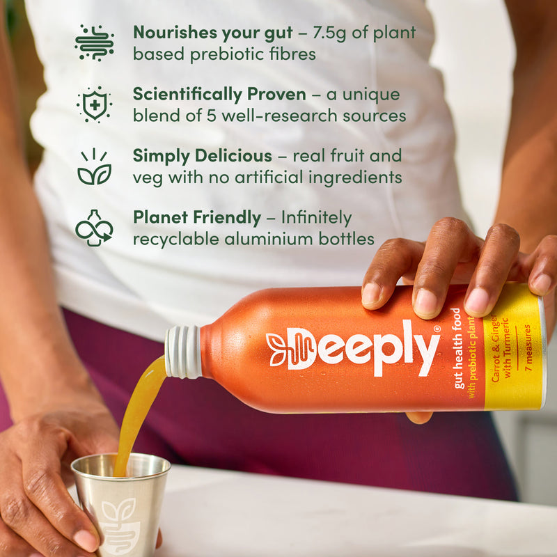 Deeply Gut Health Food With Prebiotic Plant Fibre Carrot Ginger With Turmeric 65ml