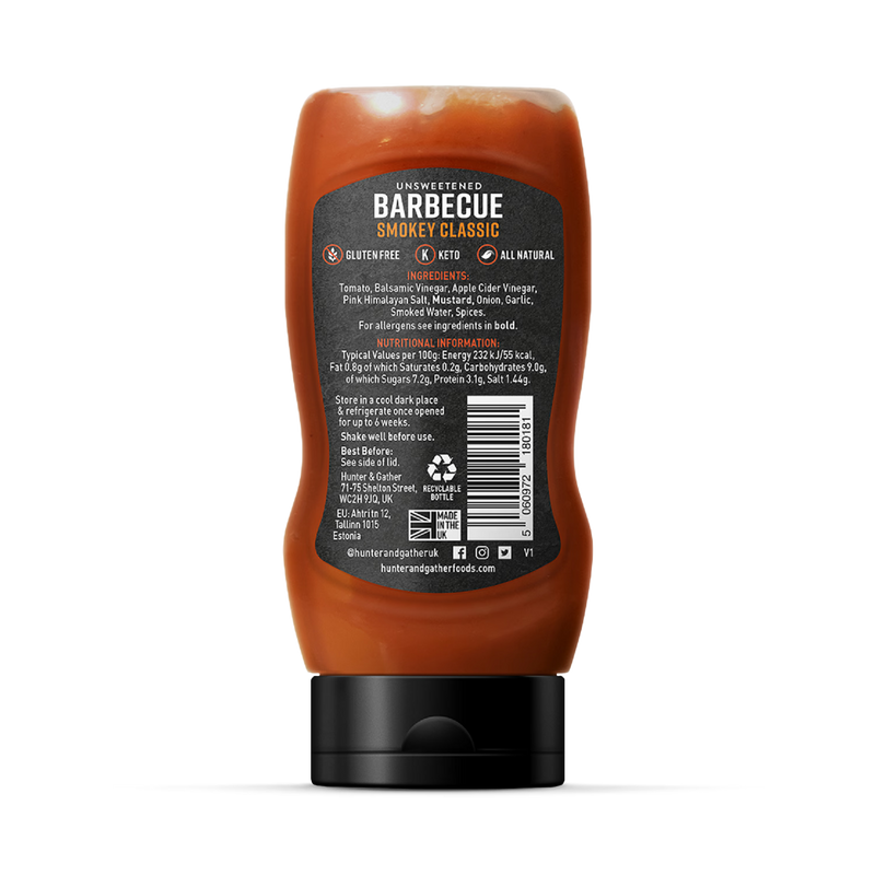 Hunter Gather Unsweetened BBQ Sauce Squeezy 350g