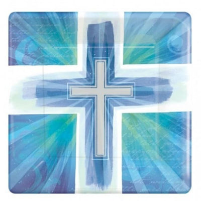 Superdrug Square Party Plates with Cross and Color Rays Design, Pack of 8, 25.7cm- Buy online at McGrocer
