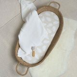 Oval Baby Changing Mat with Palm Bay Leaf Print in Greige