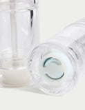 Clear plastic salt and pepper mills (British brand)