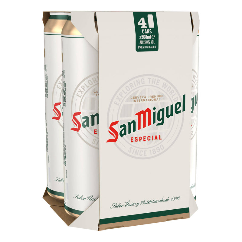 San Miguel Especial lager beer 4 pack, imported from the UK