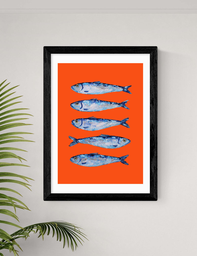 East End Prints orange sardines framed art print, UK version