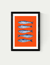 M&S East End Prints Sardines Orange Framed Art Print- Buy online at McGrocer