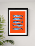 East End Prints orange sardines framed art print, UK version
