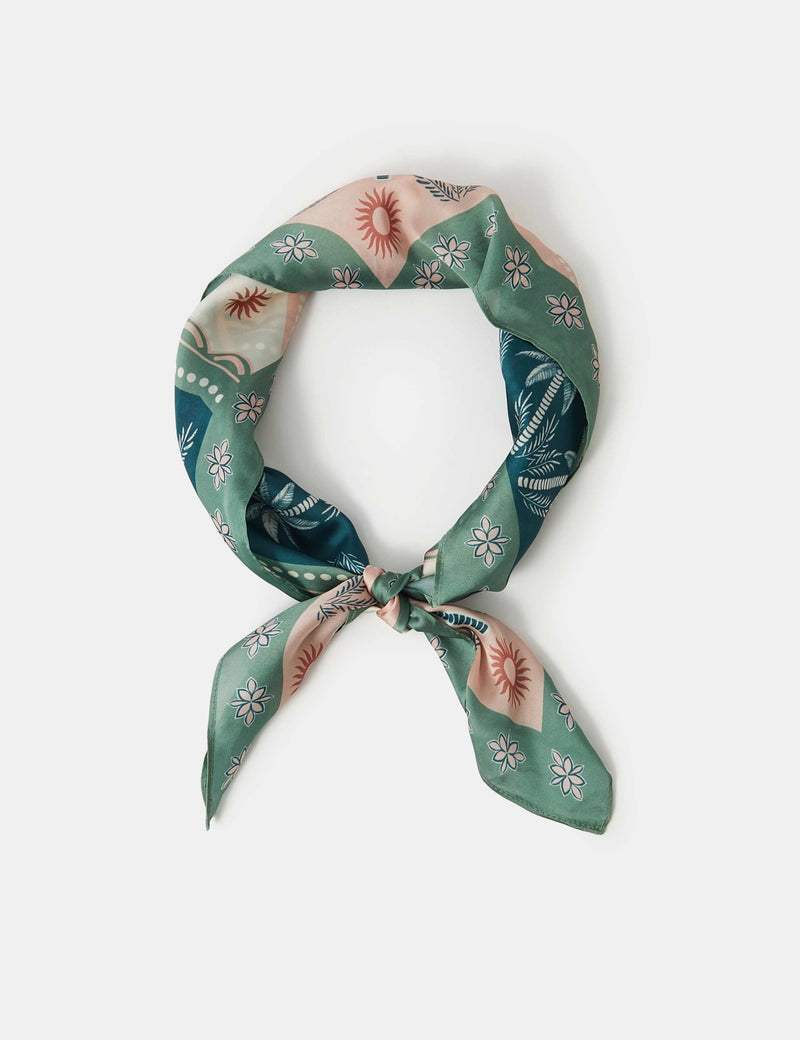Accessorize satin square scarf with palm print, imported from the UK