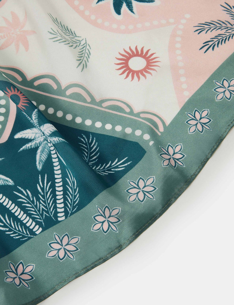 Accessorize satin square scarf with palm print, imported from the UK
