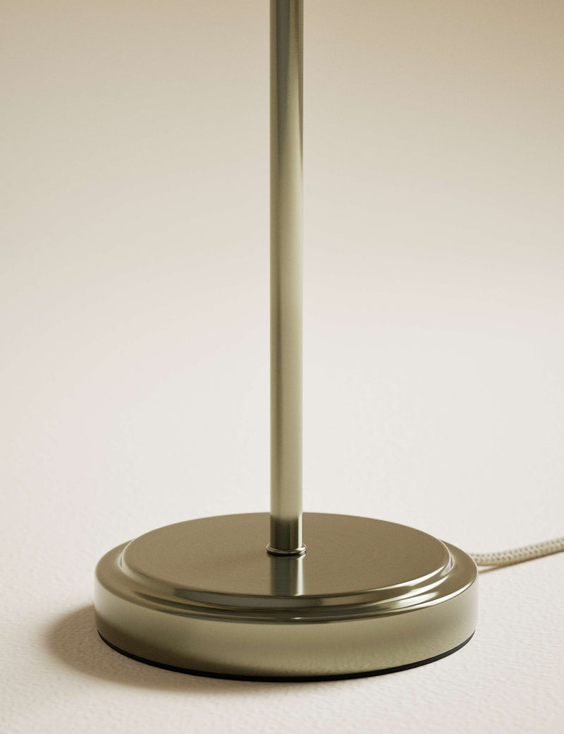 Scallop pleated shade brass base table lamp, imported from the UK